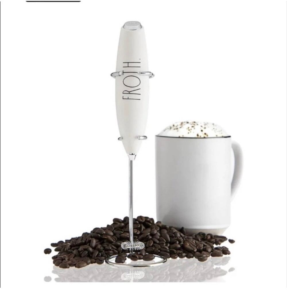Rae Dunn Froth NEW IN BOX Milk Frother Handheld White Stainless